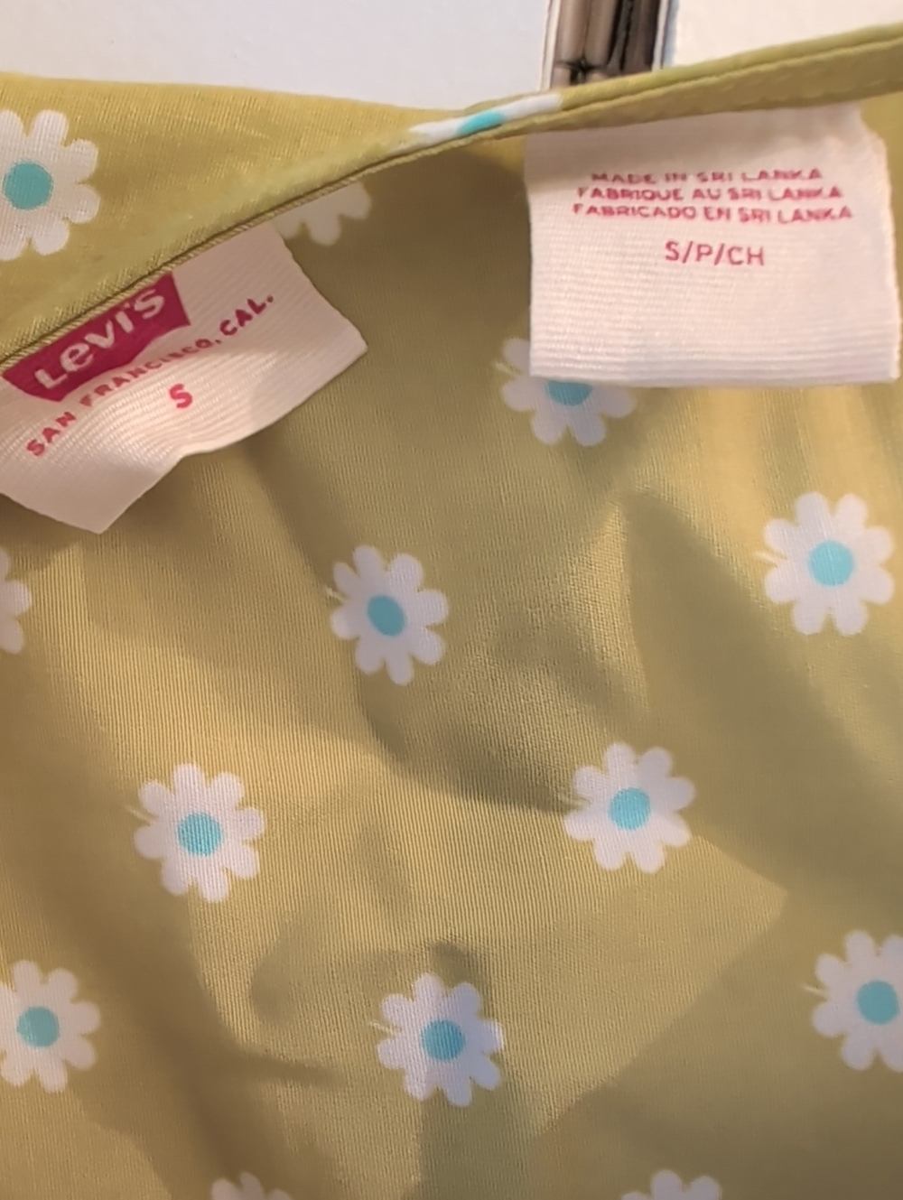 Nwot Levi's Gem Tie Strap Slip Mini Dress Green Daisy Floral Size S View 3